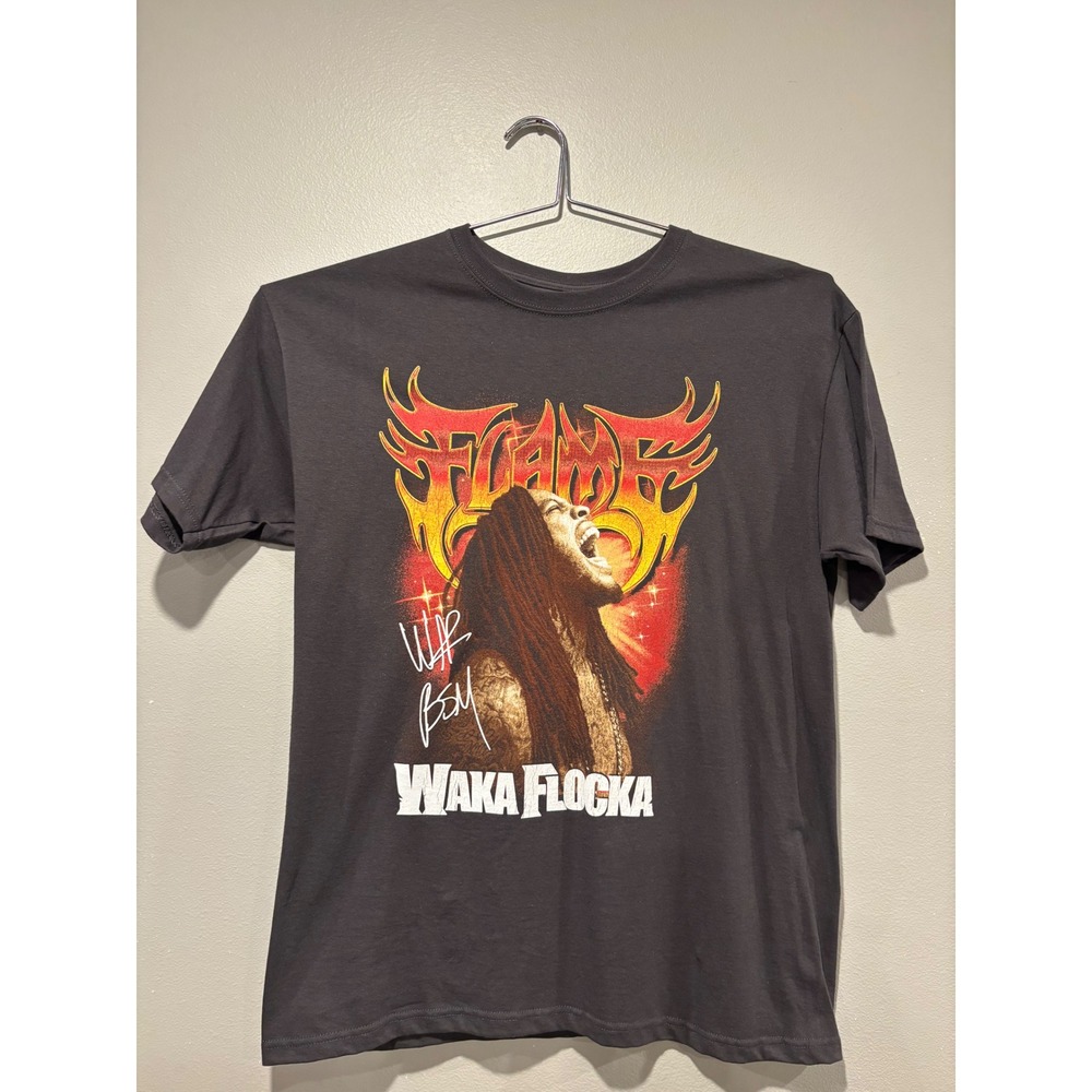 Waka Flocka Flame Graphic Tee Mens Large Charcoal Grey Hip Hop Rap T-Shirt